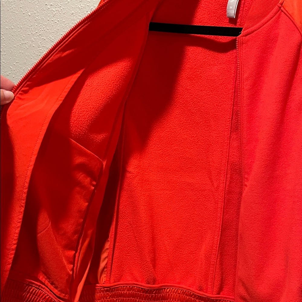 Athleta Zion Microfleece Women's Vibrant Red Bomber Jacket - Picture 6 of 7